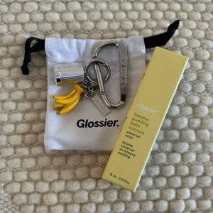 Glossier Banana Pudding Balm Dotcom & Keychain nwt